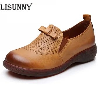 

Ladies Flats Shoe 2020 Genuine Leather Women's Oxfords Shoes Casual Slip On Retro Tenis Feminino Cow Leather Spring Shoes