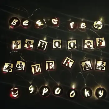 

Halloween Decorative EEK Letters Witch Crown Mixed Pattern Hanging LED Light String Lantern Emergency Lamp Decor Spotlights