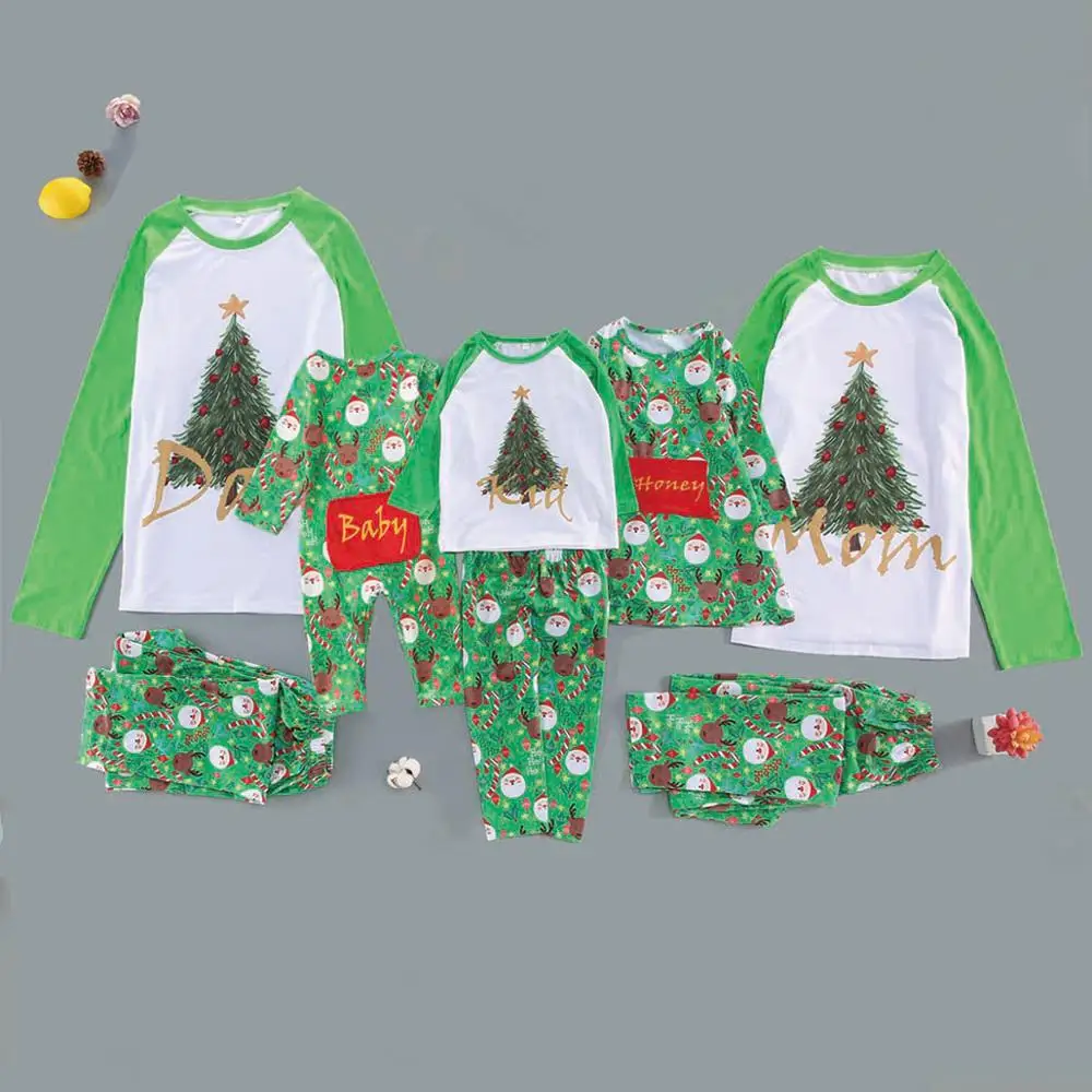 

PatPat Christmas Tree Printed Family Matching Pajamas in Green