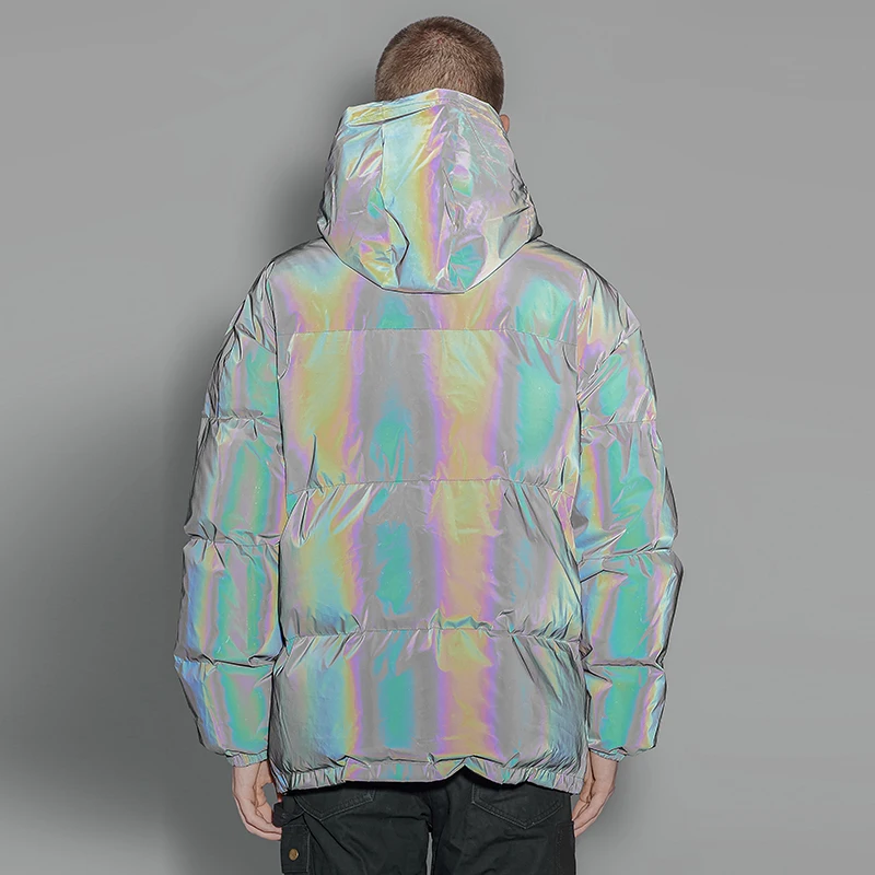 Двусторонняя Мужская одежда куртка Commander Радужная Светоотражающая парка пальто