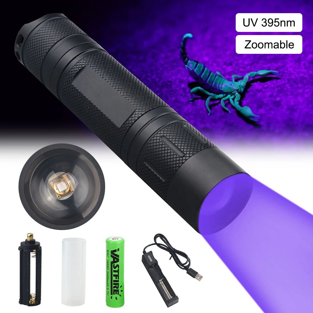 Linterna ultravioleta con zoom, lámpara fluorescente inspección, detección de orina de mascotas, escorpión, 12LED, 18650|Linternas y antorchas| - AliExpress