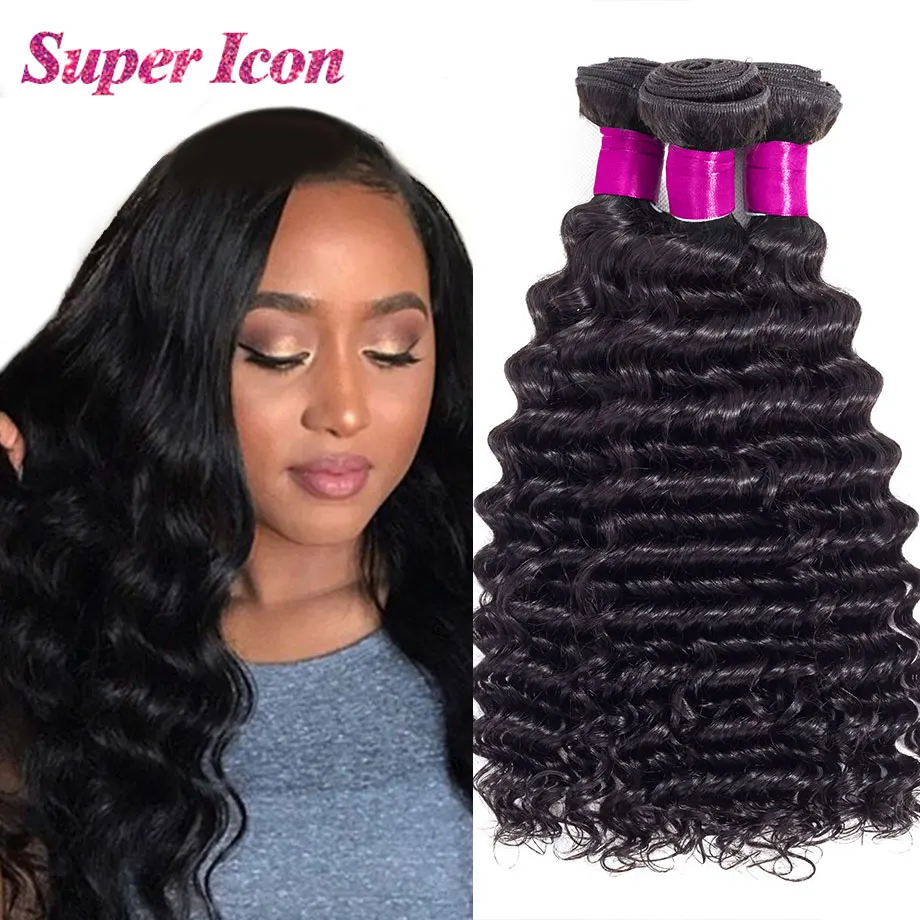 Human-Hair-Bundles Virgin-Hair-Extensions Deep-Wave Natural Super-Icon Wholesale 