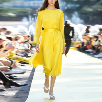 

European Style French Fashion A-line Dresses Women 2020 Spring High Street Runway Designer Romantic Backless Long Dresses Female