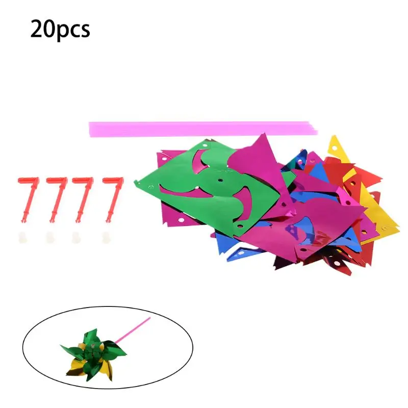 900C Lawn Pinwheels, Party Pinwheels Windmill Rainbow Pinwheel DIY Pinwheels Set for Kids Toy Garden Lawn Decor, 20 PCS