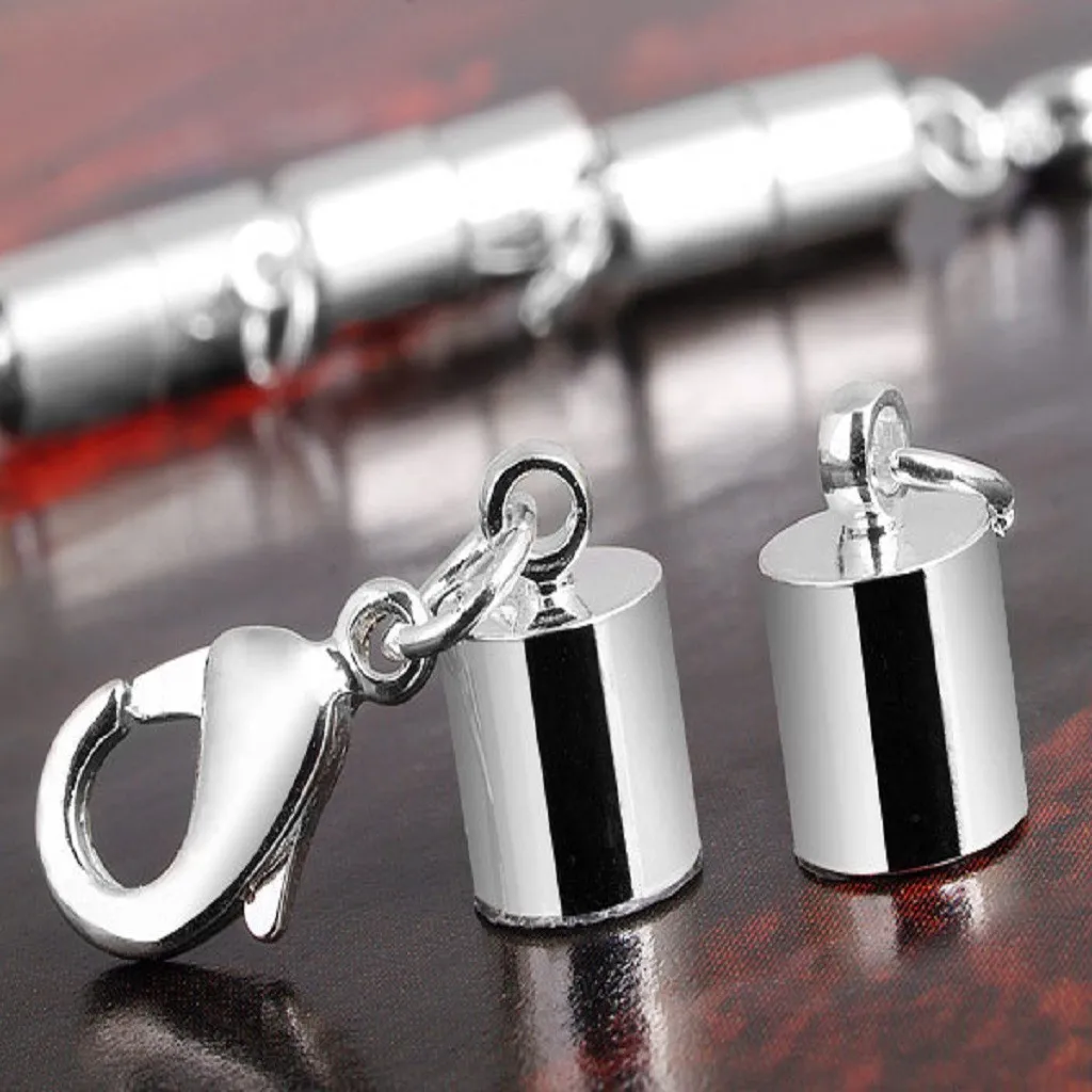 5Pcs silver color Plated Tube Magnetic Clasps For Necklaces and Bracelets Jewellery Making Supplies