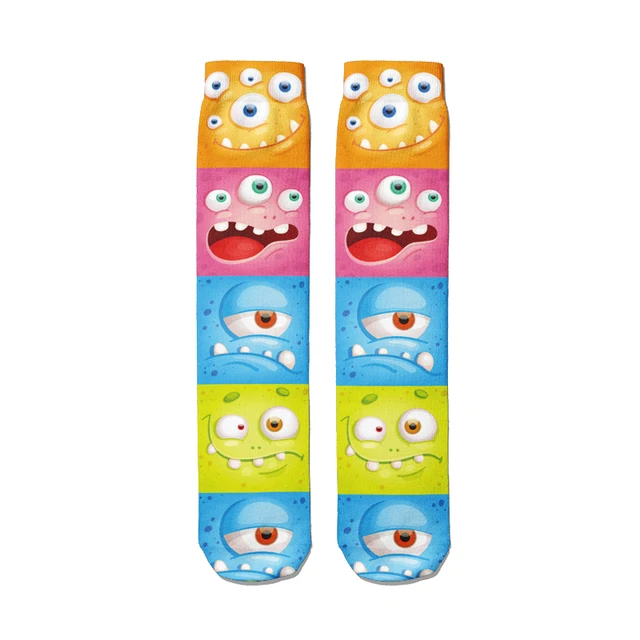Sell Well Funny Expression Printed Women Socks Fashion Cute Cotton Long Socks Harajuku Christmas Warm Middle Tube Socks Female Style1