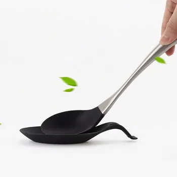 

Silicone Heat Resistant Spoon Shelf Rest Utensil Spatula Holder Gadget Kitchen Storage Shelves Tool Scoop Bracket Stand Black