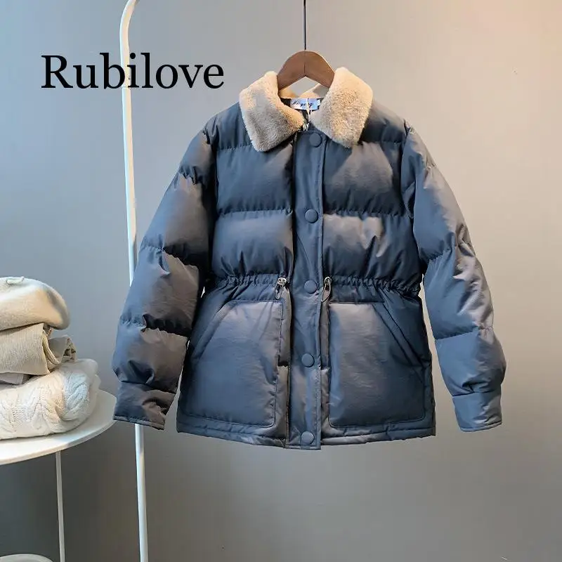 Rubilove, Женское пальто с меховым воротником и хлопковой подкладкой, Дамское теплое Толстое Зимнее пальто, парка, женский пуховик для офиса, леди, офиса, Atti