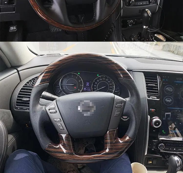 Автомобильный руль для Nissan Patrol Y62 2012- углеродное волокно кожа Patrol Y62 обновление руля модификация