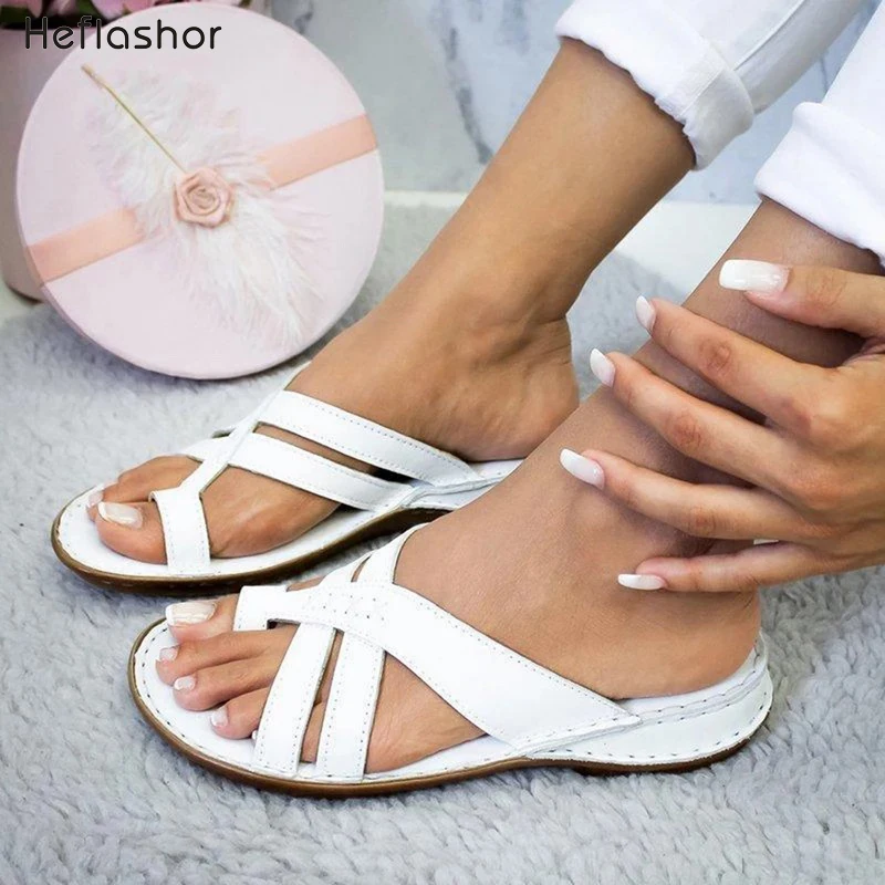 

HEFLASHOR Women Sandals 2020 Summer Sandals For Women Beach Shoes Low Heels Wedges Shoes Women Flip Flops Flat Sandalias Mujer