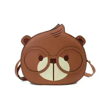 

Cute Glasses Bear Round Crossbody Bags for Women Phone Bags Young Girl Handbags Shoulder Bags Pu Leather Mini Bag Purse Sanrio