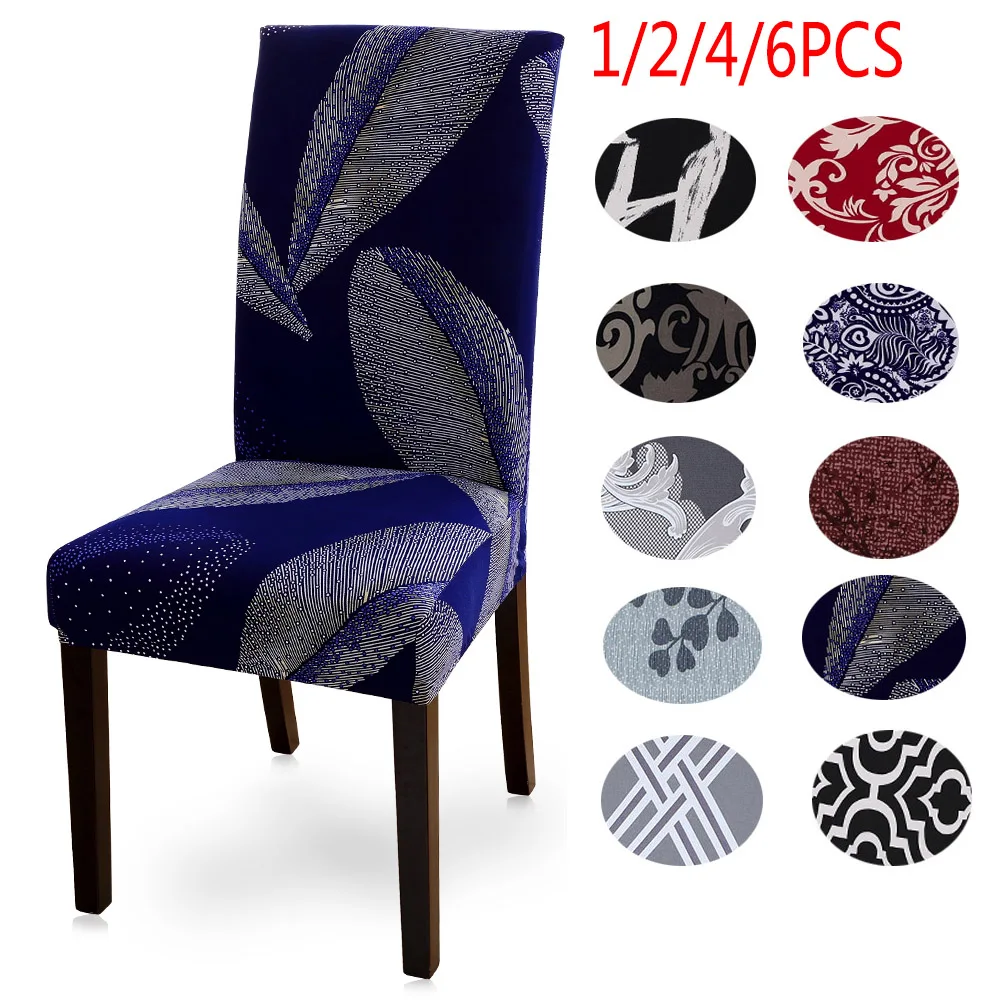 1/2/4/6Pcs Printing Stretch Chair Cover Spandex Slipcovers Elastic Seat Chair Covers For Restaurant Banquet Hotel Dining Room