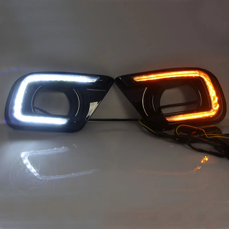

LED Car DRL Daytime Running Light with Fog Lamp Hole Turn Signal Style Relay For FIAT Freemont Dodge Journey 2014 2015 2016