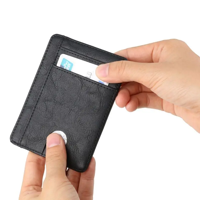 RFID 차단 가죽 슬림 지갑, 신용 ID 카드 홀더 지갑, 남성 및 여성용 돈 케이스