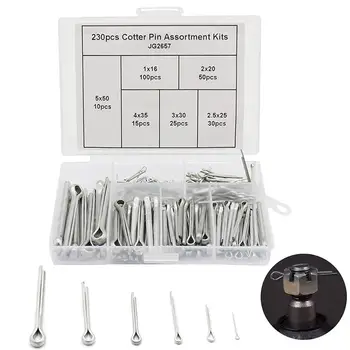 

IZTOSS 230PCS Cotter Pin Assortment Kit Case Carbon Steel Clip Set,with Plastic Box Split-Cotter Pins Assortment Kit Fastener