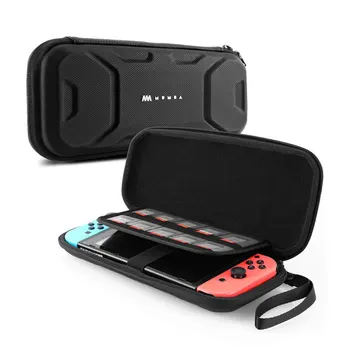 

For Nintendo Switch Console Cover Mumba Ultra Slim Hard Shell Carrying Case For Nintendo Switch Console With 10 cartridges-Black