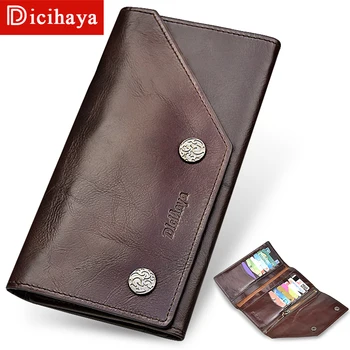 

DICIHAYA Brnad Genuine Leather Men Wallets Vintage Trifold Wallet Zipper Coin Pocket Purse Soft Cowhide Leather Wallet For Mens