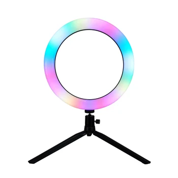 

16cm RGB Ring Light with Stand 6000K Remote Dimming Fill Light Selfie Ring Light for Smartphone Streaming Makeup