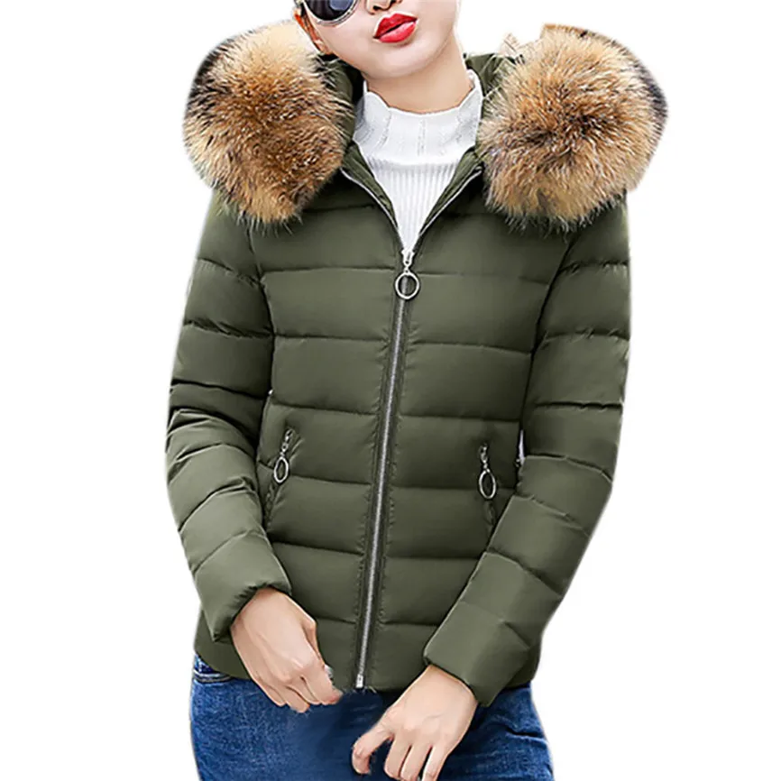 Зимняя куртка для женщин, плюс размер, женские парки, утепленная верхняя одежда, однотонные пальто с капюшоном, короткие женские тонкие хлопковые стеганые базовые Топы - Цвет: Army Green