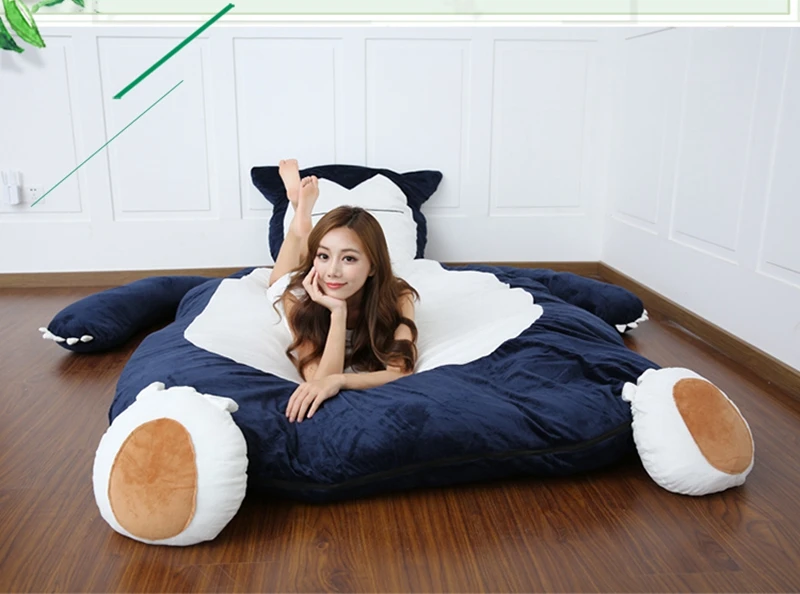Japan anime Snorlax plush beanbag double bed cartoon tatami mattress cute creative bedroom sleeping mat temporary bed DY50340 (17)