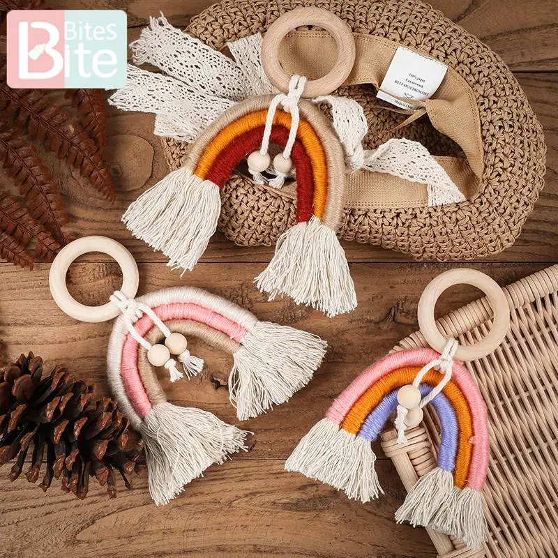 

1pc Baby Teether Tassel Pacifier Chain Pendant Wooden Blank Ring Toys Gym Play Children'S Goods Newborn Nurse Gifts Wooden Beads