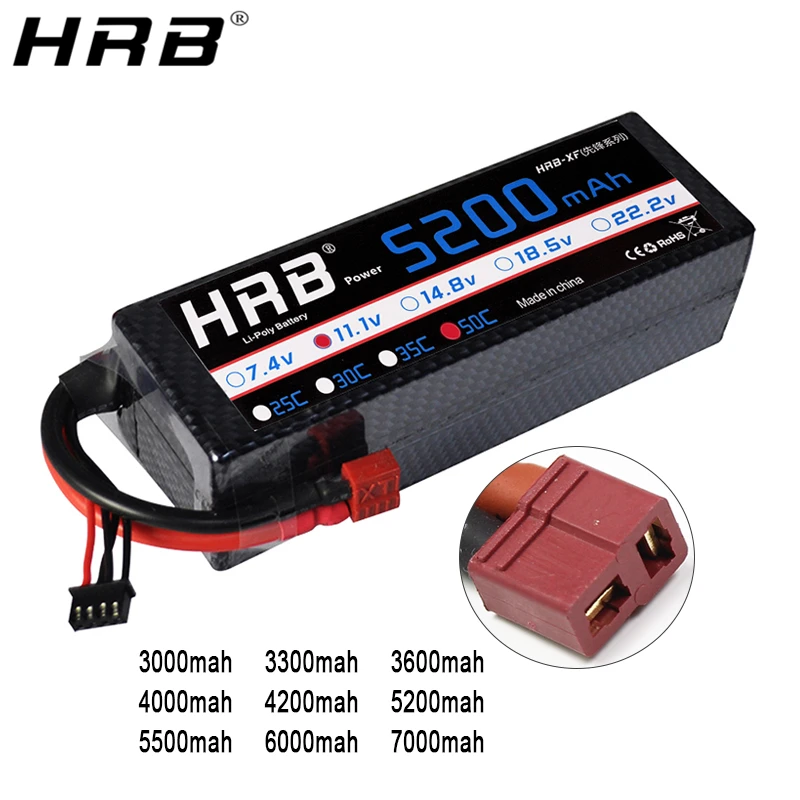 HRB 3S 11,1 V Lipo аккумулятор 3000mah 3300mah 3600 4000mah 4200 mah 5200mah 6000mah 7000mah T Deans XT60 TRX разъем RC запчасти для автомобилей Жесткий Чехол