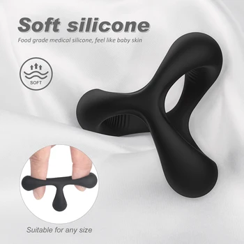 Safe Silicone Black Male Rings Double Cock Ring Delay Premature Ejaculation Penis Ball Loop Lock Adult Sex Toys Product For Men 5
