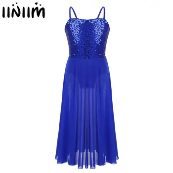 

Kids Girls Criss Cross Ballerina Dancewear Straps Sequined Leotard Tulle Dress for Lyrical Ballet Contemporary Ballroom Dance