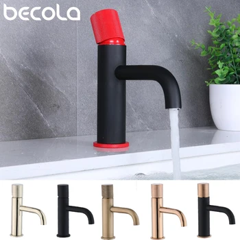 

becola Basin Faucets Hot&Cold Short Sink Mixer Bathroom Basin Tap Brass Gold/Chrome/Red/Black Bathroom Faucet Crane Sink Tap