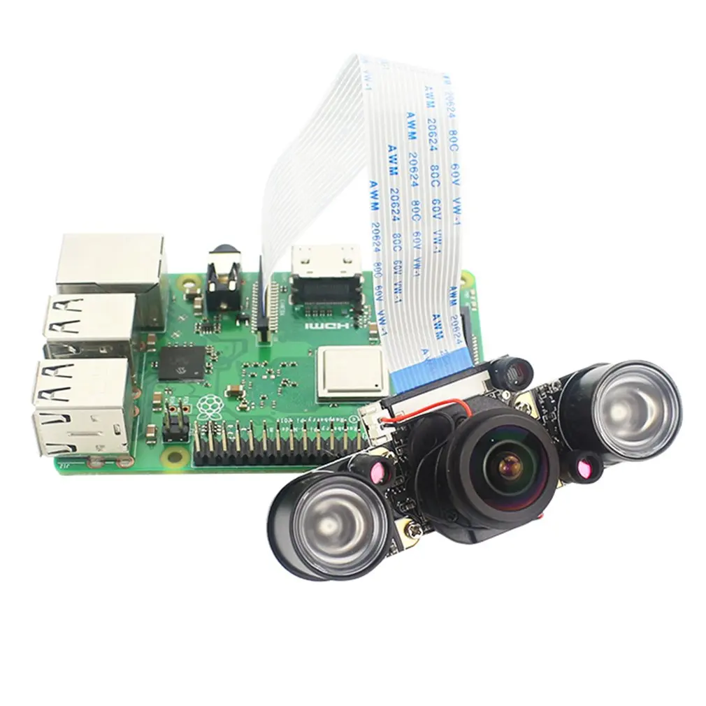 Модуль камеры для Raspberry Pi 4 Модель B/3B+/3B/2B широкоугольная камера рыбий глаз 175 градусов IR-CUT автоматическое переключение день и ночь