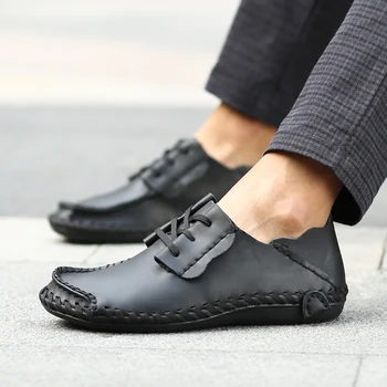 

New Comfortable Men Casual Shoes Loafers Men Shoes Quality Leather Shoes Man Flats Hot Sale Moccasins Shoes Plus Size 38-50 w5