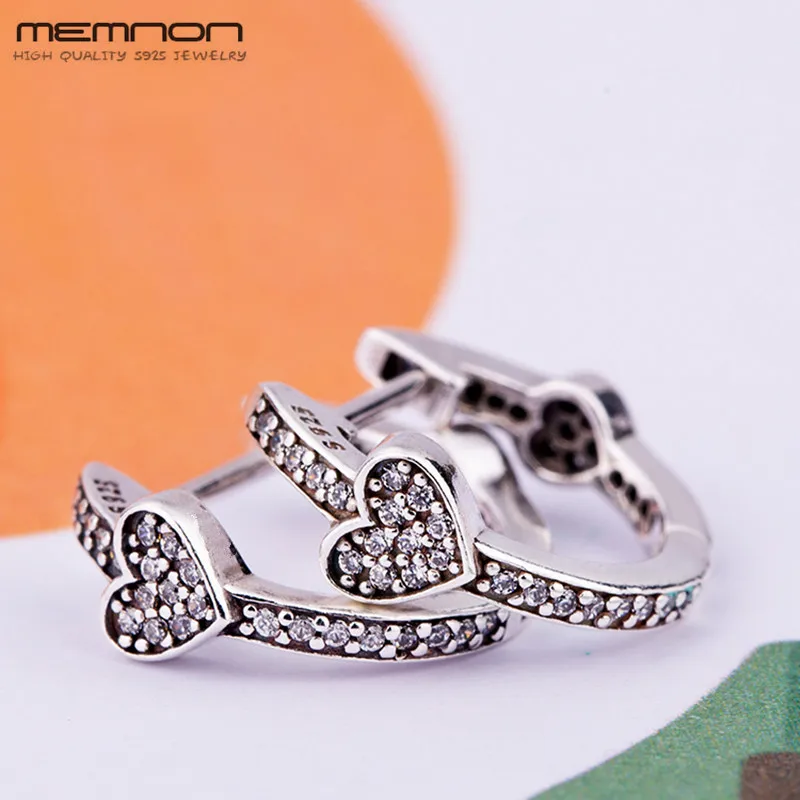 Серьги кольца Memnon женские из серебра 925 пробы с изящной розой и зрительными