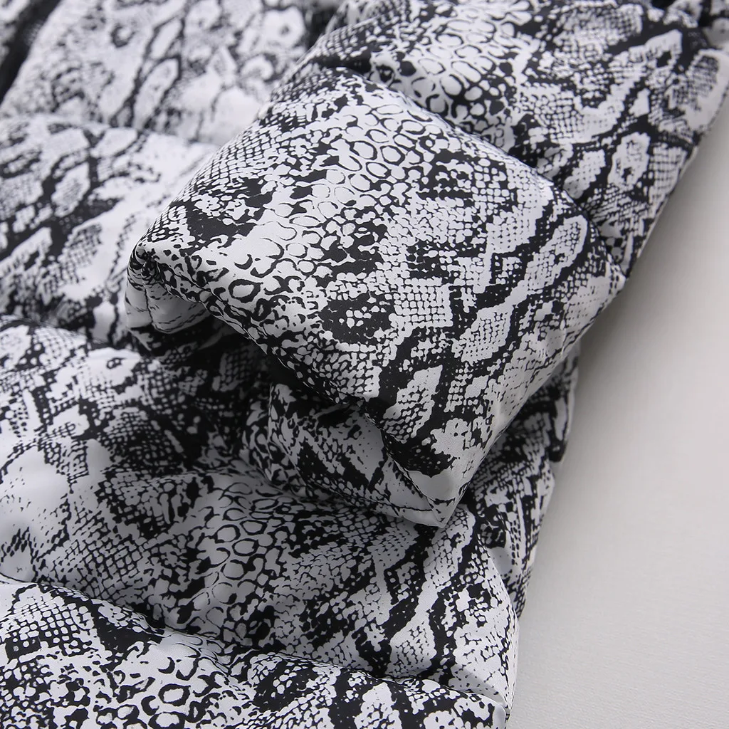 New Winter Jacket Women Thick Cotton Snake Print Casual Down Coat Zippers Long Fashion Warm Female Quilted Jacket Outwear 111#4