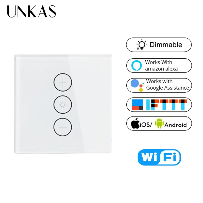 UNKAS Tuya Smart Life Work With Alexa And Google Home IFTTT WiFi Dimmer Light Switch APP Remote Control Outlet | Обустройство дома