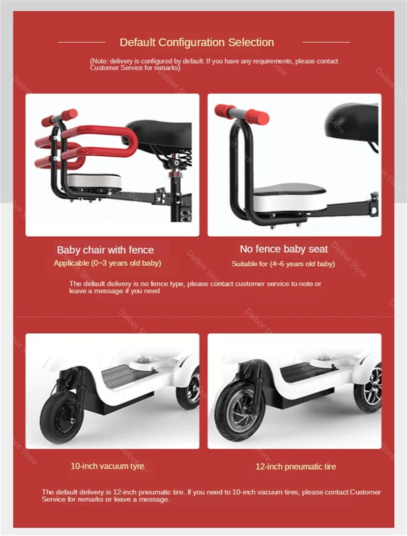 DB Electric Skateboard Scooter Three Wheels Electric Bicycles 12 Inch 500W 48V Range 45KM Electric Scooter Bike For Disabled (46)