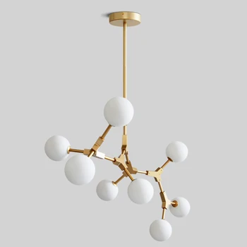 

Nordic style living room chandelier American art restaurant bar bedroom iron branches magic bean lamps and lanterns