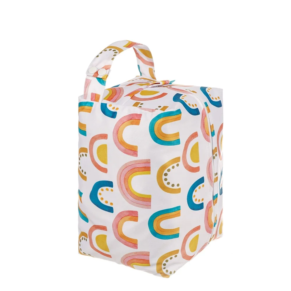 Happyflute Baby Diaper Pods Reusable Waterproof Fashion Prints Wet/Dry Cloth Wet Bag Mum'S Storage Travel Nappy Bag