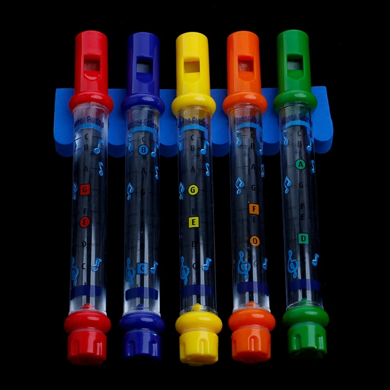 

Set of 5 Water Flutes Music Song Sheets Instruments Kids Fun Children Bath Toy R9JD