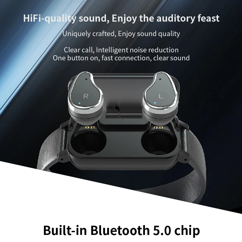 

Greentiger T89 TWS Smart Binaural Bluetooth Headphone Fitness Bracelet Heart Rate Monitor Smart Wristband Waterproof Sport Watch