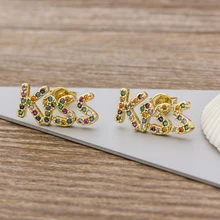 Лидер продаж, серьги «Радуга» с сердцем, высокое качество, Медь CZ, красочный Циркон, крошечные элегантные золотые серьги-гвоздики вечности, ювелирные изделия для женщин