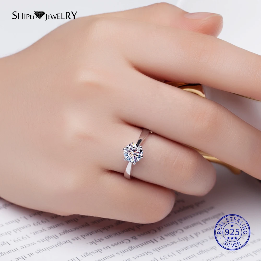 Shipei стерлингового серебра 925 пробы, круглые сапфировые кольца для женщин, изысканные ювелирные изделия, идеально вырезанные круглые драгоценные камни, кольцо обручальное Размер 4-12