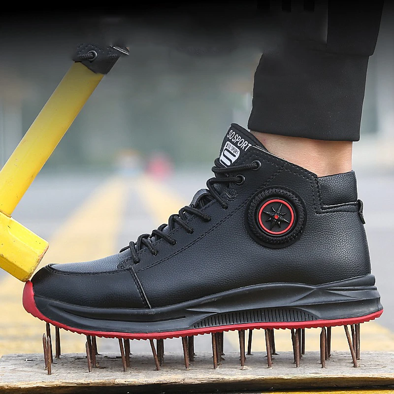 Botas de cuero PU impermeables para hombre, zapatos de seguridad con punta de acero, de diseñador de lujo, indestructibles, otoño|Botas de seguridad de trabajo| - AliExpress