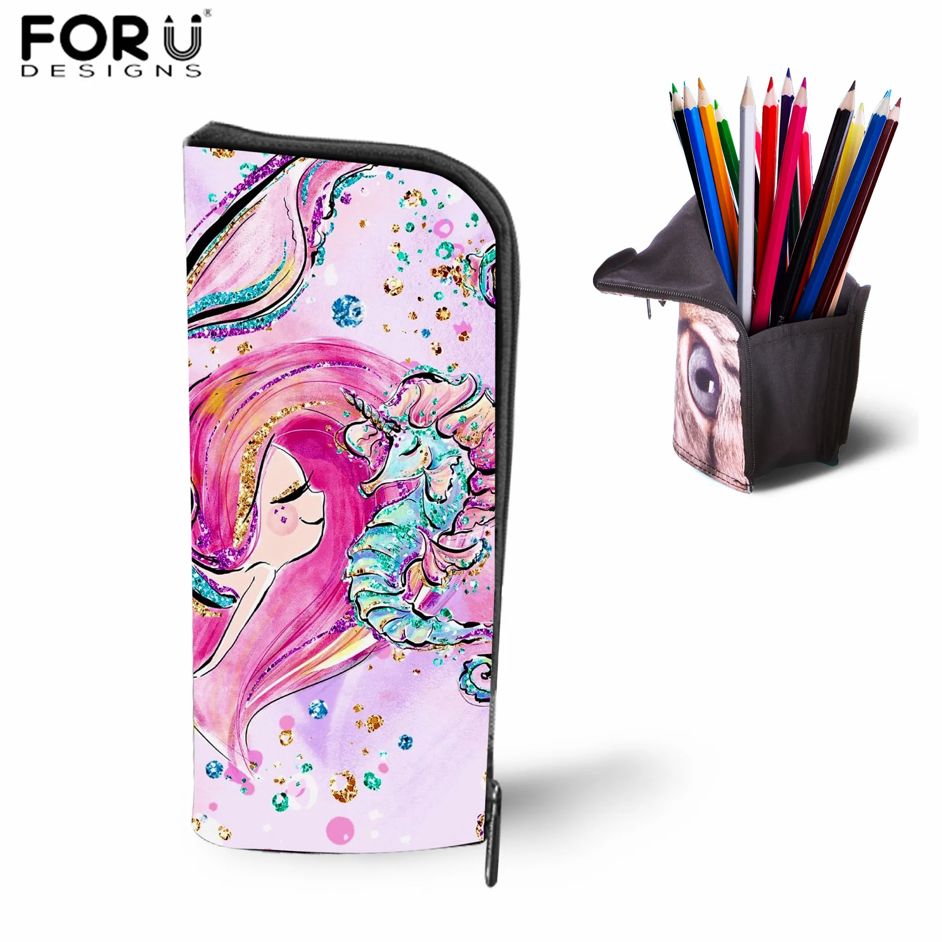 YY1656D FORUDESIGNS/школьная сумка для учеников начальной школы, 3 шт., рюкзак для девочек-подростков с 3D принтом русалки, детские школьные наборы с рисунками - Цвет: YY1656D