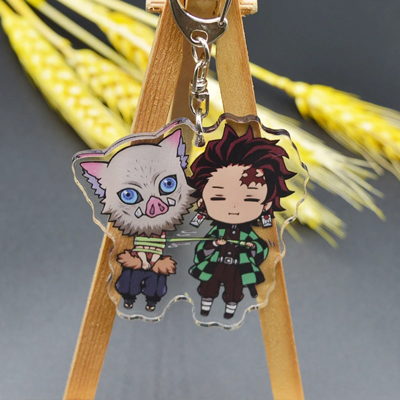 Аниме Demon slayer брелок мультфильм рисунок Kimetsu no Yaiba Kamado Tanjirou двухсторонний акриловый брелок для косплея подарок - Color: 15
