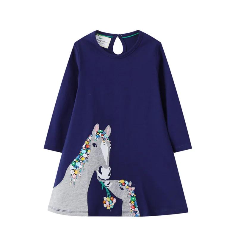 Jumping Meters Applique Princess Dresses Long Sleeve Girls Clothes For Christmas Party Costume Autumn Spring Child Animals Dress | Детская