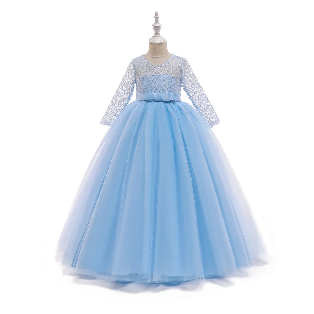 Пышные платья для девочек для первого причастия, Детские торжественные Бальные платья для подростков, платье для выпускного бала, платья для детей от 4 до 15 лет, Vestidos - Цвет: blue