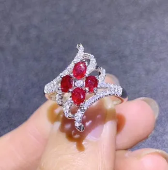 

Per jewelry Natural ruby ring Free shipping 925 sterling silver Finger rings 0.35ct*4pcs gemstone S9122513