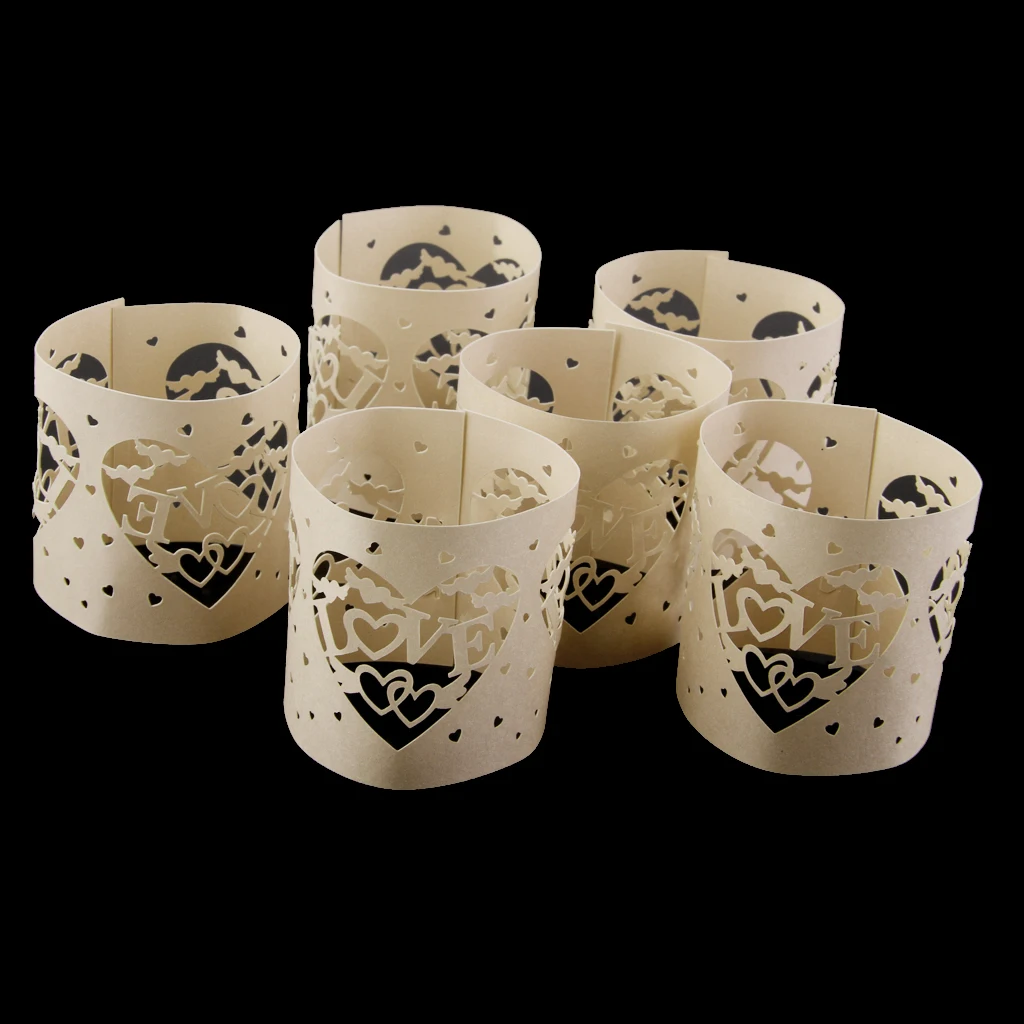 Pack-6 Hollow-out Paper Tealight Votive Candle Wraps Candle Holders Lampshades