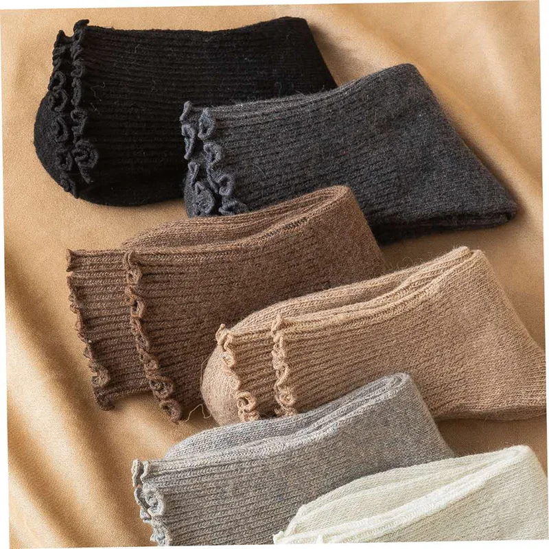 

Autumn and Winter Tube Socks Female Ins Tide Korea Pure Color Pile Socks Sweet Lace Socks Thick Warm Wool Socks