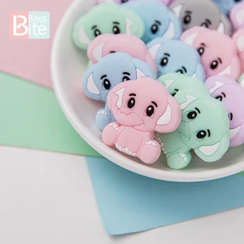 

5pc Baby Teether Silicone Elephant Beads Food Grade Silicone Tiny Rod Pendant DIY Pacifier Chain Necklace Children's Goods Gifts
